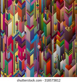 vector seamless colorful pattern background with simple cube structure. abstract geometric urban city background.