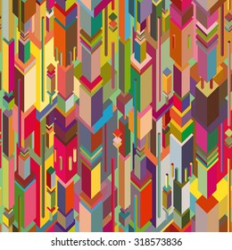 vector seamless colorful pattern background with simple cube structure. abstract geometric urban city background.