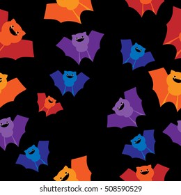 Vector seamless colorful pattern of cute vampire bats. EPS10