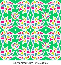 Vector seamless colorful pattern. Geometric hand drawn background. Summer time.