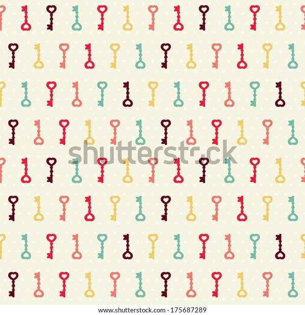 Vector seamless colorful pattern with key.\
Vector polka dot background with key.\
