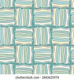 Vector seamless colorful pattern of ornamental abstract lines in pastel green. The design is perfect for sheets, backgrounds, wrapping paper, wallpaper, textiles, surfaces