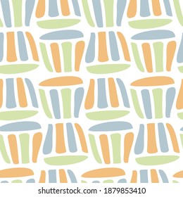 Vector seamless colorful pattern of ornamental abstract lines in pastel colors on white. The design is perfect for sheets, backgrounds, wrapping paper, wallpaper, textiles, surfaces