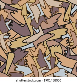 Vector seamless colorful pattern of ornamental abstract shapes in lines in pastel colors. The design is perfect for sheets, backgrounds, wrapping paper, wallpaper, textiles, surfaces