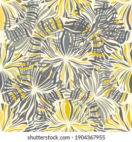 Vector seamless colorful pattern of ornamental abstract floral shapes in pastel colors. The design is perfect for sheets, backgrounds, wrapping paper, wallpaper, textiles, surfaces