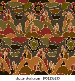 Patrón de color sin fisuras vectorial de formas abstractas ornamentales en colores anaranjados apagados. El diseño es perfecto para sábanas, fondos, papel de envoltura, papel pintado, textiles, superficies