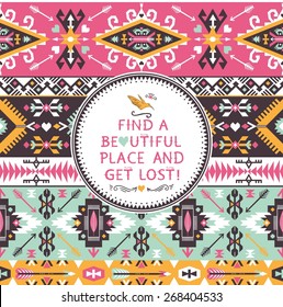 Vector seamless colorful pattern in tribal style