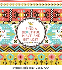 Vector seamless colorful pattern in tribal style