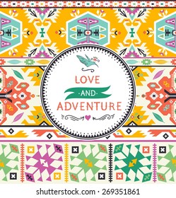 Vector seamless colorful pattern in tribal style