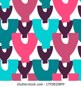 Vector seamless colorful pattern of upper case letter Y of English alphabet in pink and blue tones. Perfect for books, posters, stickers, decorations, stationary, notebooks.