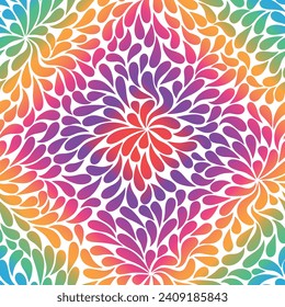 Vector seamless colorful pattern with vintage paisley  on white