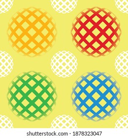 Vector seamless colorful spheres pattern background. Vector repeated spheres pattern background for wrapping paper, fabric print and fashion designs. Vector motif.