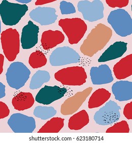 Vector seamless colorful spots hand drawn pattern