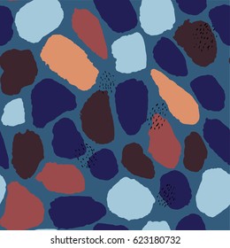 Vector seamless colorful spots hand drawn pattern
