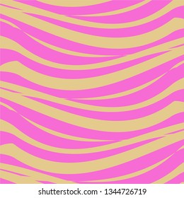 Vector seamless colorful striped background. Color waves. Geometric background. Pink lines on a yellow background.