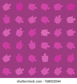 Vector seamless colorful turtle pattern with lines of turtles in different colors. Endless tiled background with tortoise.