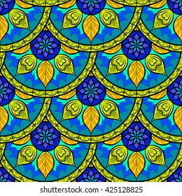 Vector Seamless Colour Mandala Pattern