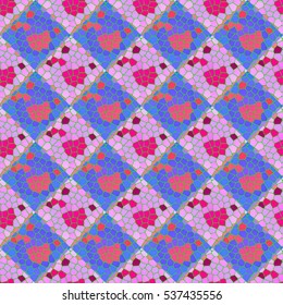 Vector seamless colourful ornamental backdrop made of mosaic. New texture for design work