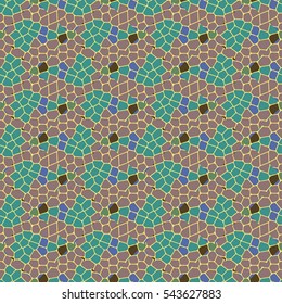 Vector seamless colourful ornamental backdrop made of mosaic. New texture for design work