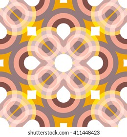 Vector seamless colourful ornamental background made of mosaic. Kaleidoscope Flower Pattern. Fractal. Mandala. Vector illustration 