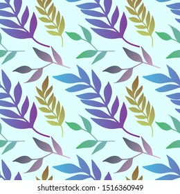 Vector Seamless Contour Floral Pattern. Hand Drawn Monochrome Floral Texture, Decorative Leaves, Coloring Book