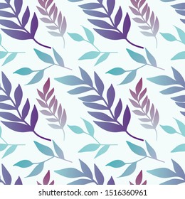 Vector Seamless Contour Floral Pattern. Hand Drawn Monochrome Floral Texture, Decorative Leaves, Coloring Book