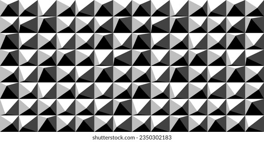 Vector seamless creative geometric triangle pattern. Repeatable monochrome background. Decorative endless black and white illusion 3d texture.