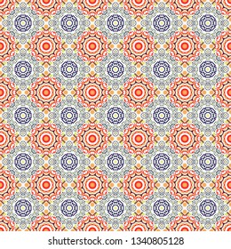 Vector seamless creative pattern with hand draw geometric composition in modern abstract style in green, white and brown colors. Background for printing brochure, poster, textile design, fabric, card.