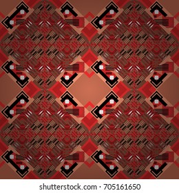 Vector seamless creative pattern with hand draw geometric composition in modern abstract style in brown, red and orange colors. Background for printing brochure, poster, textile design, fabric, card.