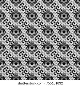 Vector seamless creative pattern with hand draw geometric composition in modern abstract style in white, gray and black colors. Background for printing brochure, poster, textile design, fabric, card.