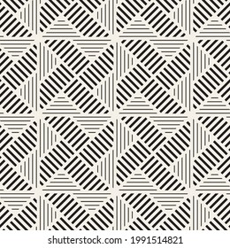 Vector seamless cross lines pattern. Repeating abstract background. Black and white geometric lattice design. Modern stylish texture.