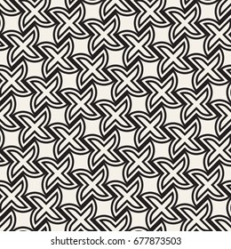 Vector seamless cross tiling pattern. Modern stylish geometric lattice texture. Repeating mosaic abstract background