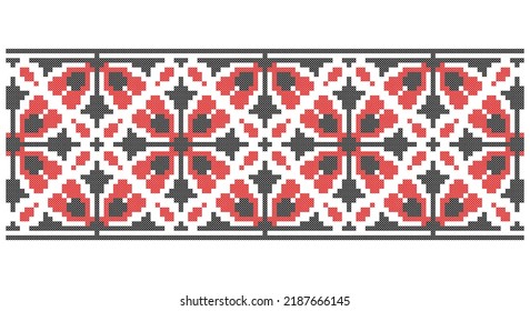 Vector seamless cross-stitched old ornament Ukraine
