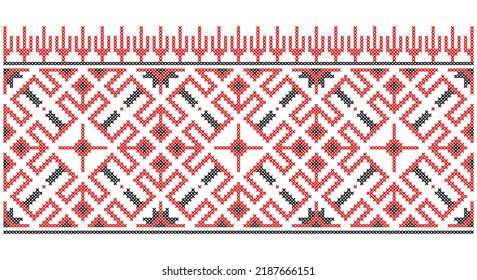 Vector seamless cross-stitched old ornament Ukraine
