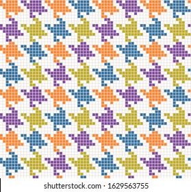 Vector seamless crows foot pattern. Houndstooth pattern from pixels. Modern houndstooth texture.