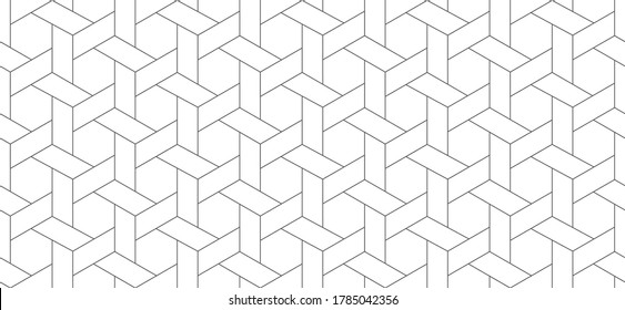 Vector seamless cubic hexagon pattern. Modern stylish thin linear texture.
