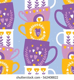 Vector seamless cup pattern
