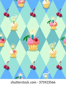 Vector seamless cupcake  paattern.