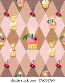 Vector seamless cupcake  paattern.