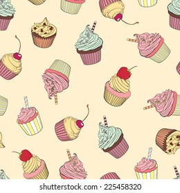 Vector seamless cupcake pattern