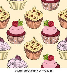 Vector seamless cupcake pattern