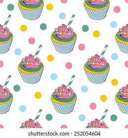 Vector seamless cupcake pattern