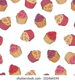 Vector seamless cupcake pattern