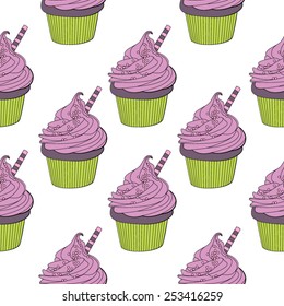 Vector seamless cupcake pattern