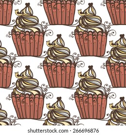 Vector seamless cupcake pattern