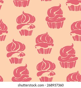 Vector seamless cupcake pattern