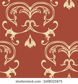 Vector seamless curl pattern in the form of stylized leaves.