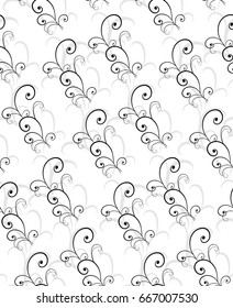 Vector seamless curls, twisted (black and white)