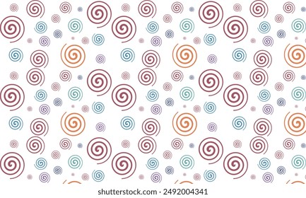 Vector seamless curly pattern colorful design Bright children drawing background Cute print
