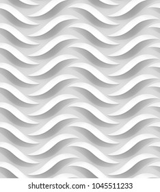 Vector seamless curvilinear wavelike plastic light white-gray pattern